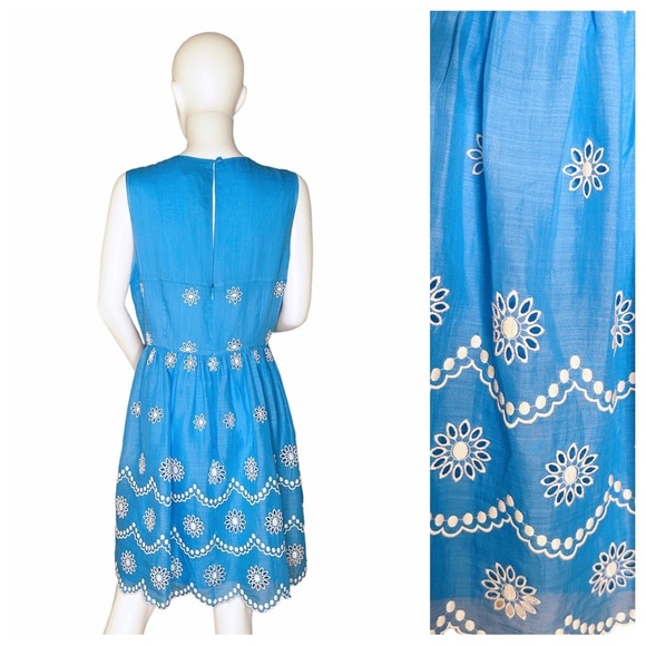 NWT Collette Dinnigan Summer Sky Short Day Dress with Cutwork Embroidery Size L. - Picture 4 of 11